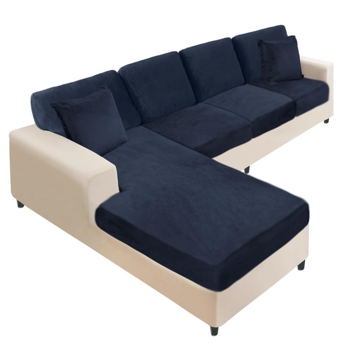 SECTIONAL COUCH COVERS 8 PIECES VELVET COUCH CUSHION COVERS L SHAPE SOFT STRETCH SOFA SLIPCOVERS WITH 2PCS PILLOWCASES FOR LEFTRIGHT CHAISE SECTIONAL COUCH3 SEATER1 CHAISE4 BACKNAVY