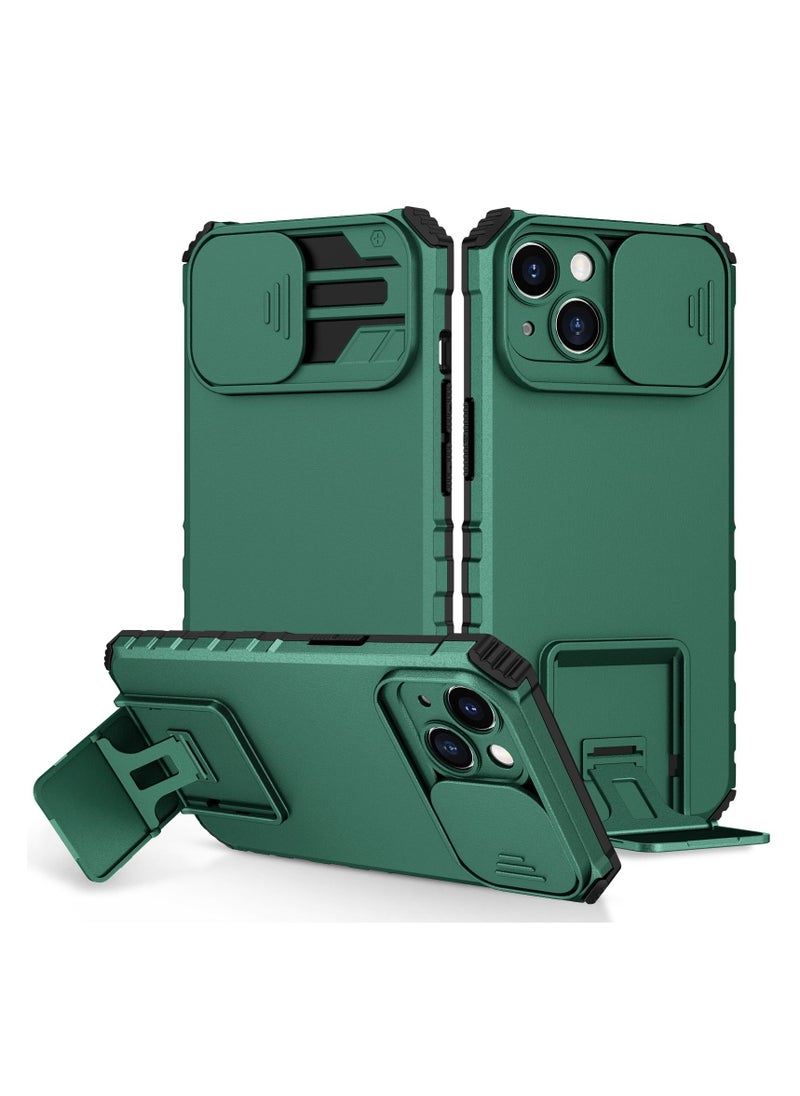 Generic - Iphone 14 Plus Green Mobile Phone Case Cover, Innovative Telescopic Bracket, Sliding Protection Camera Window, Bumper Shockproof Phone Back Cover - Image 1