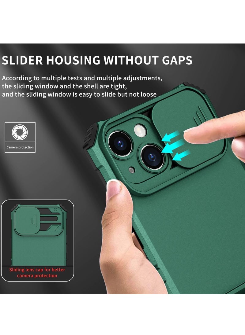 Generic - Iphone 14 Plus Green Mobile Phone Case Cover, Innovative Telescopic Bracket, Sliding Protection Camera Window, Bumper Shockproof Phone Back Cover - Image 1