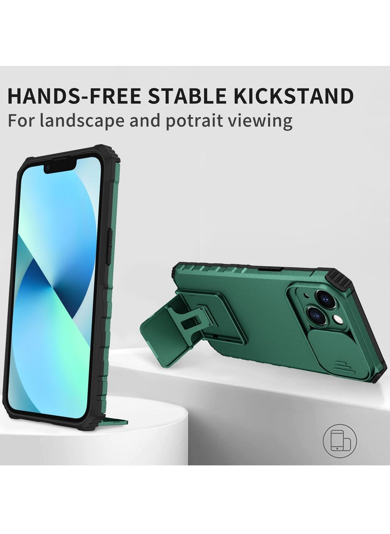 Generic - Iphone 14 Plus Green Mobile Phone Case Cover, Innovative Telescopic Bracket, Sliding Protection Camera Window, Bumper Shockproof Phone Back Cover - Image 1