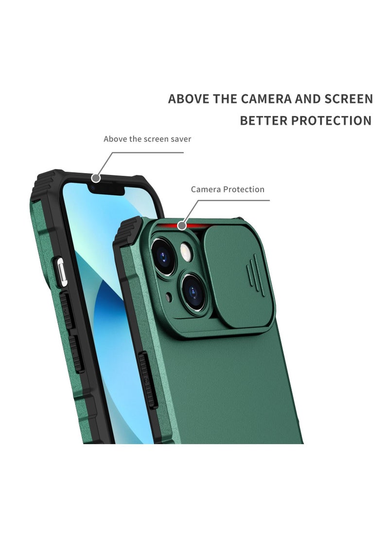 Generic - Iphone 14 Plus Green Mobile Phone Case Cover, Innovative Telescopic Bracket, Sliding Protection Camera Window, Bumper Shockproof Phone Back Cover - Image 1