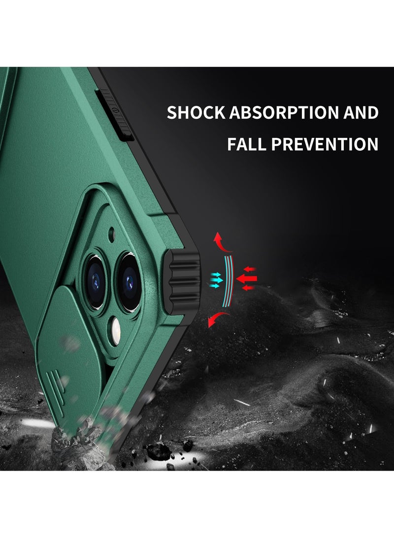Generic - Iphone 14 Plus Green Mobile Phone Case Cover, Innovative Telescopic Bracket, Sliding Protection Camera Window, Bumper Shockproof Phone Back Cover - Image 1