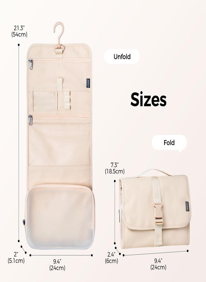 pack all Hanging Travel Toiletry Bag, Foldable Cosmetic Bag with Multiple Compartments, Water-Resistant Makeup Bag for Toiletries, Accessories (Light Beige) - Image 3