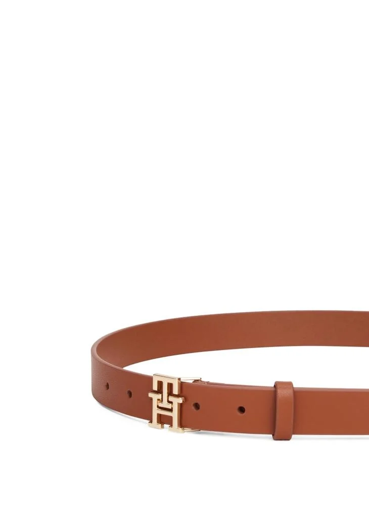 تومي هيلفيغر Modern TH Monogram Buckle Leather Belt