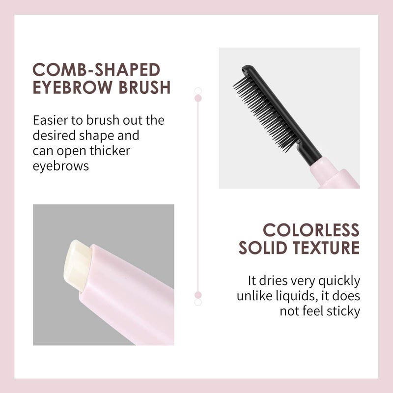 Eyebrow Styling Wax 3 Colors Waterproof Long-lasting Brow Gel Pencil - 3D Feathery Effect Brow Soap Brush for Natural Brows Makeup - Image 2