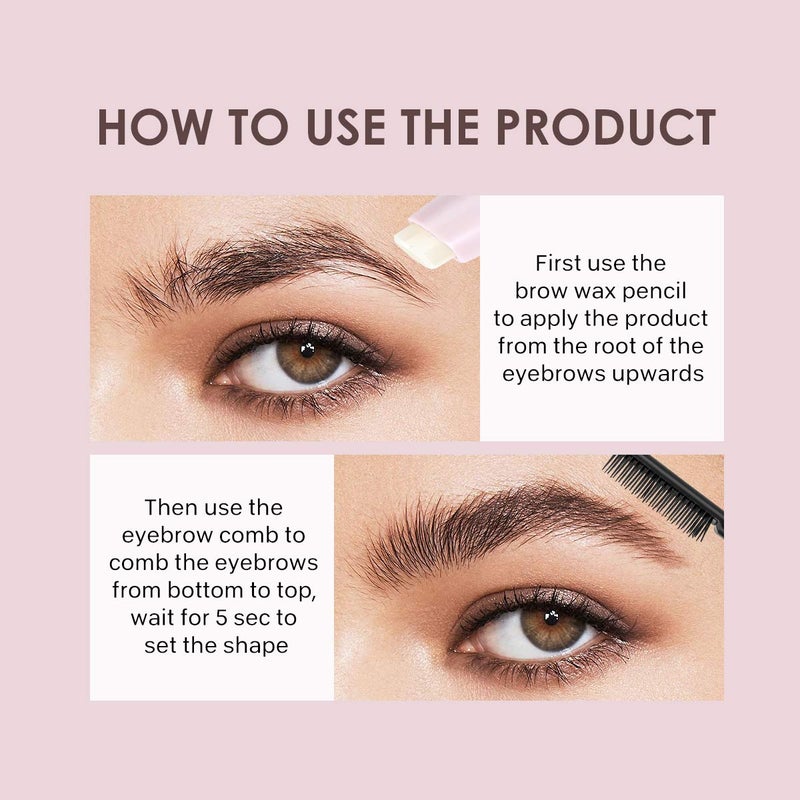 Eyebrow Styling Wax 3 Colors Waterproof Long-lasting Brow Gel Pencil - 3D Feathery Effect Brow Soap Brush for Natural Brows Makeup - Image 3