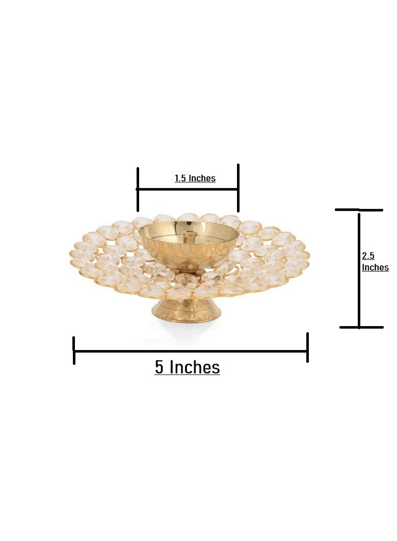 Shreeji Crystal Diya | Large Oil Lamp | Shadow Lamp | Brass and Metal Diya - Image 3