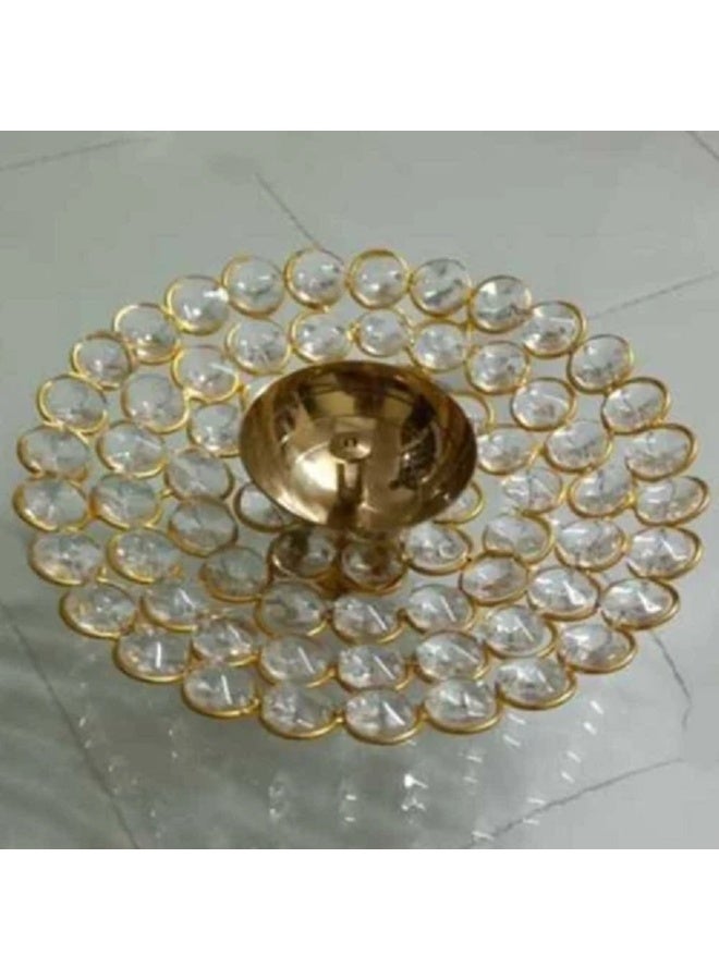 Shreeji Crystal Diya | Large Oil Lamp | Shadow Lamp | Brass and Metal Diya - Image 2