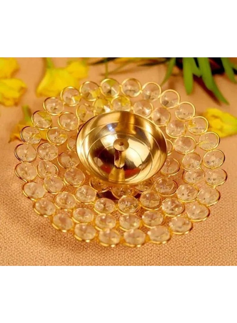 Shreeji Crystal Diya | Large Oil Lamp | Shadow Lamp | Brass and Metal Diya - Image 1