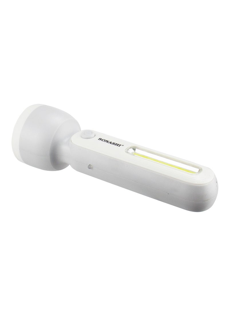 SONASHI - Rechargeable LED Flashlight  1 Pc Bright LED with Charge Indicator  800mAh Battery with Continuous Working of 2 Hours  Portable and Durable Product for Emergencies and Camps SPLT-108N White - Image 1