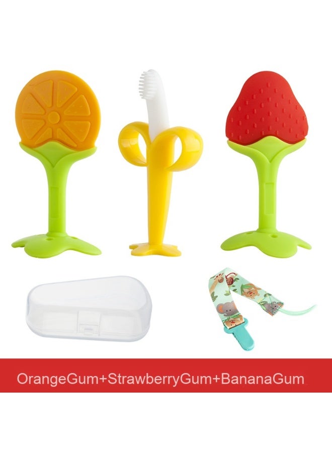 Baby Fruit Teething Toys - Mushroom, Banana, Giraffe, and Monkey Designs 