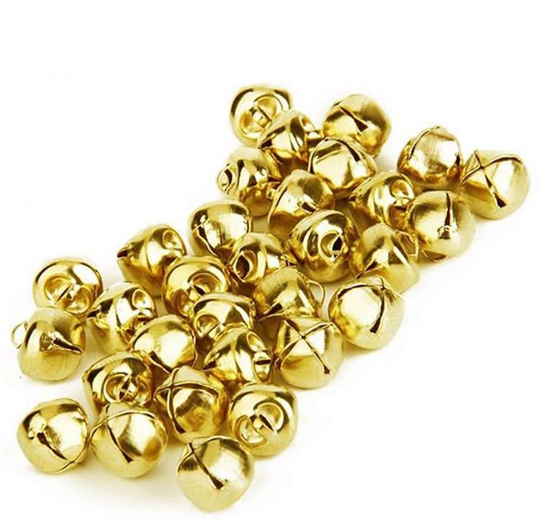 YIGO 50pcs 25mm1 inch Iron Loose Beads Small Jingle Bells Christmas Decoration Pendants DIY Crafts Handmade Accessories 25MM1 inch Gold