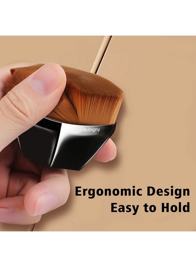 Daubigny Foundation Makeup Brush Flat Top Kabuki Hexagon Face Blush Liquid Powder Foundation Brush for Blending Liquid, Cream or Flawless Powder Cosmetics with Bonus Protective Case (Black) - Image 3