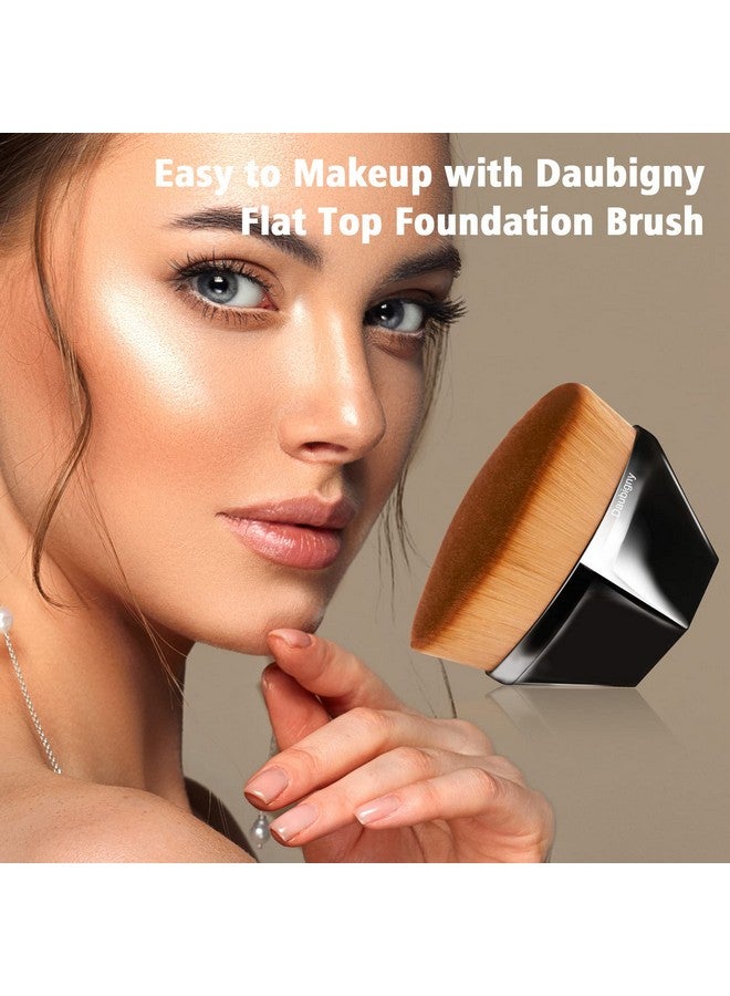 Daubigny Foundation Makeup Brush Flat Top Kabuki Hexagon Face Blush Liquid Powder Foundation Brush for Blending Liquid, Cream or Flawless Powder Cosmetics with Bonus Protective Case (Black) - Image 2