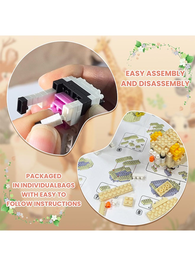 مجموعة من 12 قطعة من مكعبات بناء الحيوانات الصغيرة، لعبة مكعبات صغيرة لطيفة وملونة، أحجية إبداعية للأطفال، مكعبات تعليمية صغيرة الحجم (مجموعة هدايا في صناديق) - Image 4