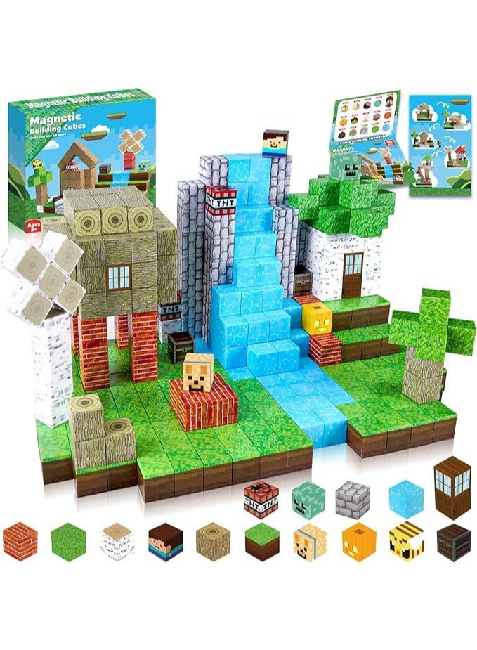 NIBEMINENT Magnetic Blocks |100PCS Magnetic Building Cube Game, Constructions Toys for Boys & Girls Age 3+Years, STEM Montessori Stacking Toy, Sensory Tiles Building Birthday for Toddlers - Image 2