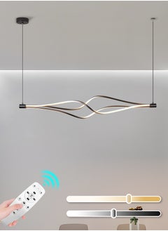 YATAI LIGHTING Modern LED Linear Chandelier, 75W Adjustable Dimmable Light with Remote Control, 120cm Black Hanging Pendant for Dining Room, Kitchen Island, and Office  - Image 1
