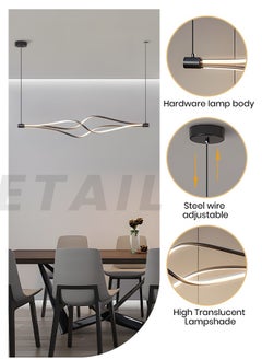 YATAI LIGHTING Modern LED Linear Chandelier, 75W Adjustable Dimmable Light with Remote Control, 120cm Black Hanging Pendant for Dining Room, Kitchen Island, and Office  - Image 4
