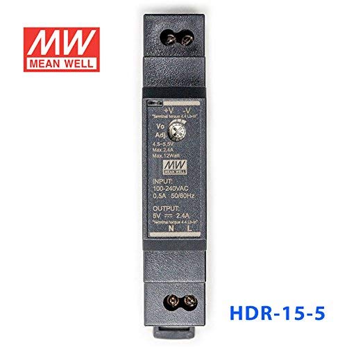 Meanwell MEAN WELL HDR-15-5 Ultra Slim Step-Shape 1SU DIN Rail Power Supply, 5V 2.4A 12W - Image 3