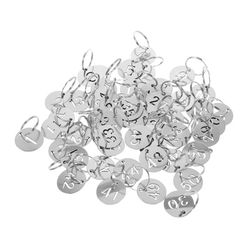 Stainless Steel Round Hollowed Number Key Tags with Split Rings for Office Key Cabinet Coding - Image 2