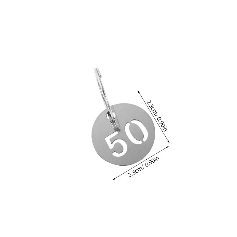 Stainless Steel Round Hollowed Number Key Tags with Split Rings for Office Key Cabinet Coding - Image 3