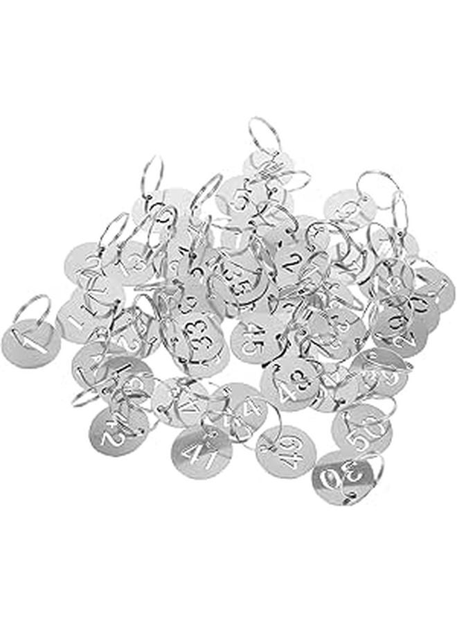 Stainless Steel Round Hollowed Number Key Tags with Split Rings for Office Key Cabinet Coding - Image 1