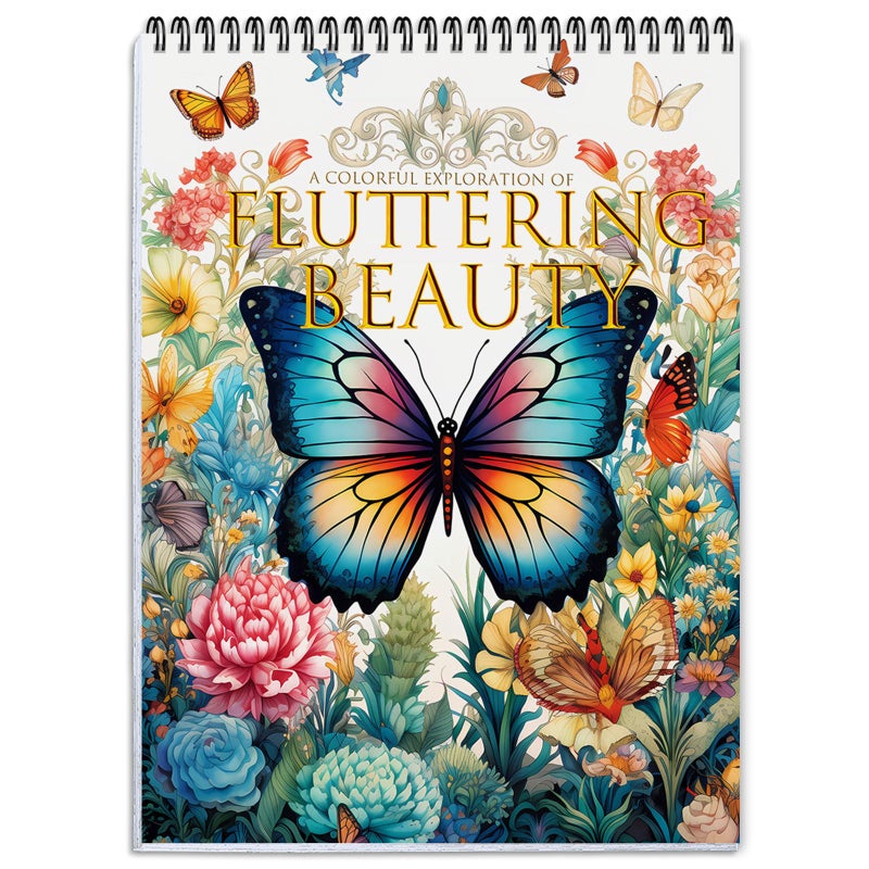apolyone Coloring Book for Adults Relaxation, 24 Pages Adult Coloring Books for Women Stress Relief, Spiral Bound Coloring Books, Relaxing Gift for Women, Single-Sided Print Coloring Book of Fluttering Beauty - Image 1