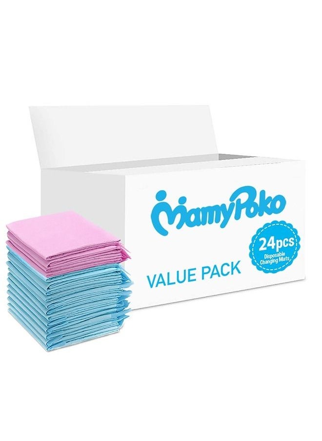 MamyPoko Disposable Changing Mats, 24 Counts, Soft Waterproof Mat, Portable Leak Proof Changing Mat, New Mom Leak-Proof Under pad, Mattress Table Protector Pad  - Image 1