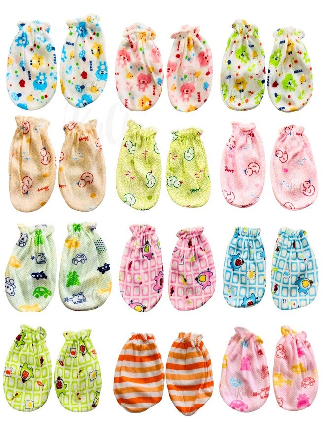 KmCho Baby Elastic Hand Gloves - Soft Cotton Infant Mittens for Newborns | Scratch-Free, Breathable & Skin-Friendly Baby Hand Protection - (Pack of 12) - Image 1