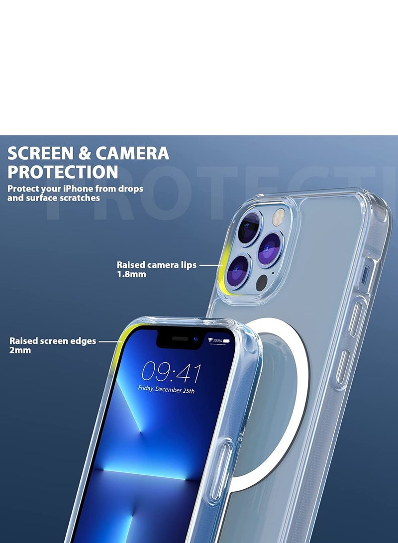 Clear Magnetic Case for iPhone 14 Pro Compatible with Magsafe Card Wallet & Wireless Chager, Screen & Camera Protection Shockproof Magsafe Cover for Apple iPhone 14 Pro