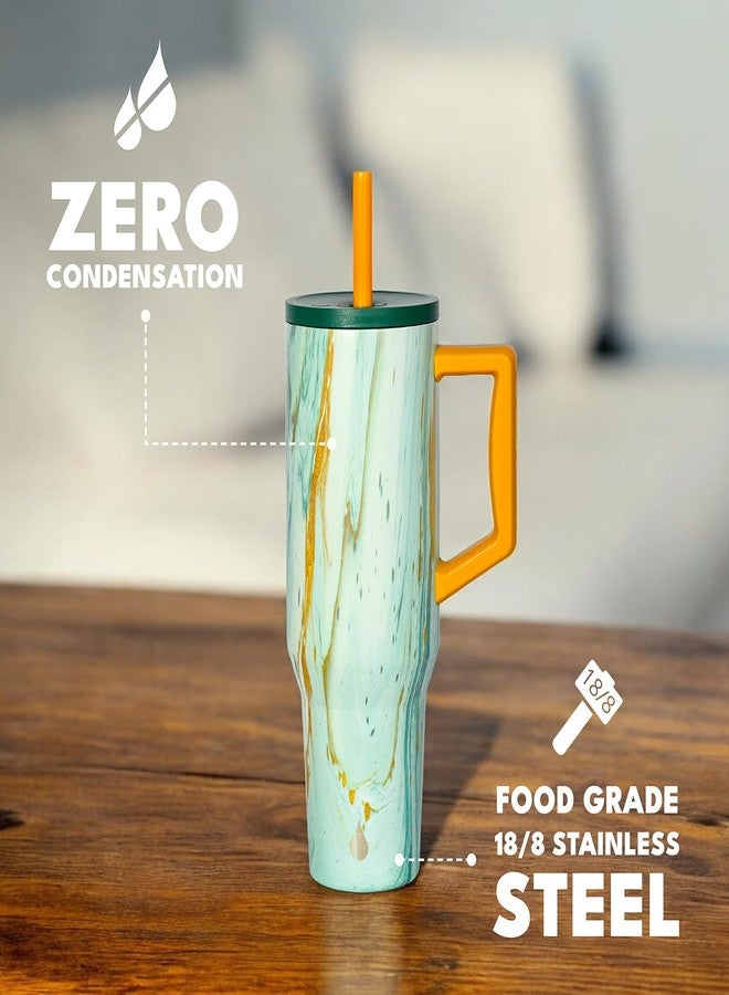 إليمنتال كوب Elemental سعة 40 أونصة مع مقبض وماصة - مصنوع من الفولاذ المقاوم للصدأ معزول ومقاوم للانسكاب للمشروبات الساخنة والباردة - كوب قهوة للسفر مع ماصتين وغطاء مقاوم للانسكاب - 40 أونصة - Aurora Glow - Image 5