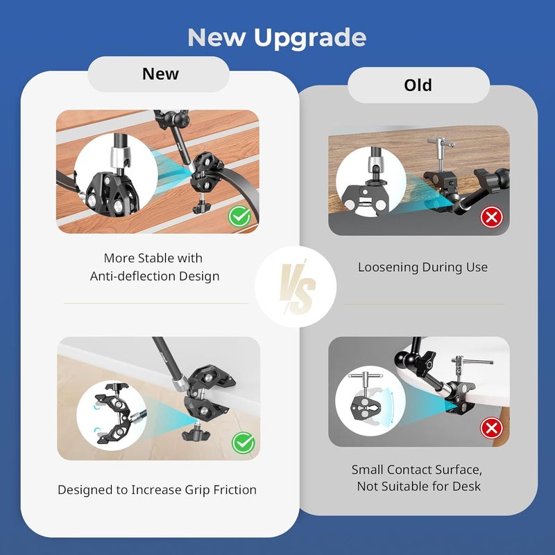 SMALLRIG Magic Arm Clamp Kit, Mount Articulating Friction Arm With Super Clamp, 1/4"-20 Screw and Thread Hole for Camera, Light, Monitor, Webcam or Action Camera ≤1.5kg, for Table, Tube 4454 Market diverse application fit - Image 2