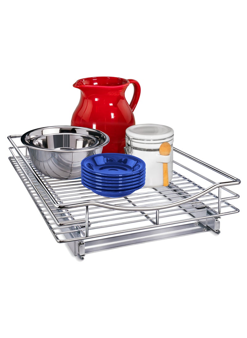 LYNK PROFESSIONAL LYNK PROFESSIONAL Pull Out Cabinet Organizer 14 x 18 Slide Out Drawers for Kitchen Cabinets  Sliding PullOut Pantry Shelves  Home Shelf Organizers  Lifetime Ltd Warranty Chrome 
