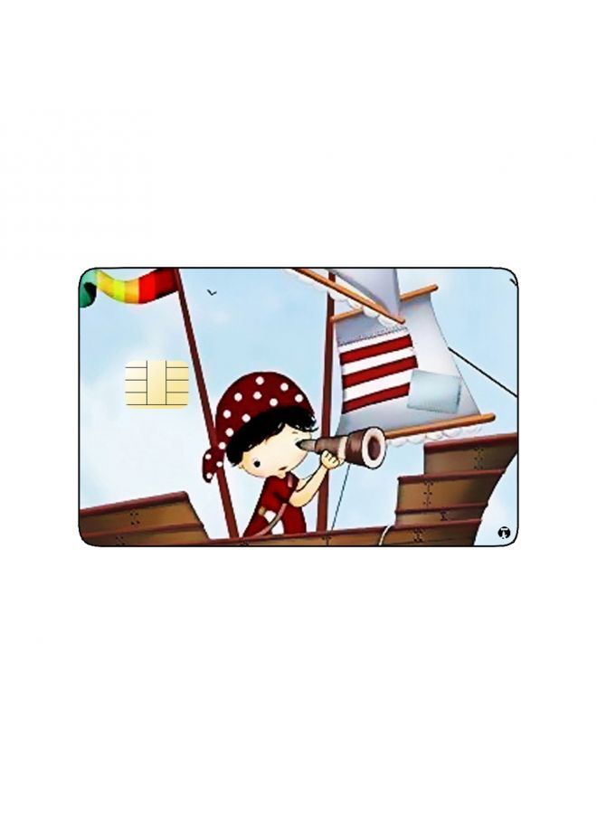 RKN PRINTED BANK CARD STICKER Cute Pirate Boy Drawing On Ship With Spyglass - Image 2