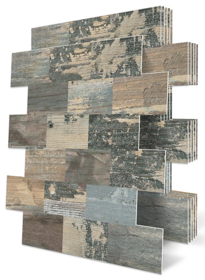 DEWOO 20-Sheet DEWOO Peel and Stick Self Adhesive Wall Tiles Kitchen Backsplash Distressed Wood Look,Vintage Old Fashion (13.5" x 11.4") - Image 1