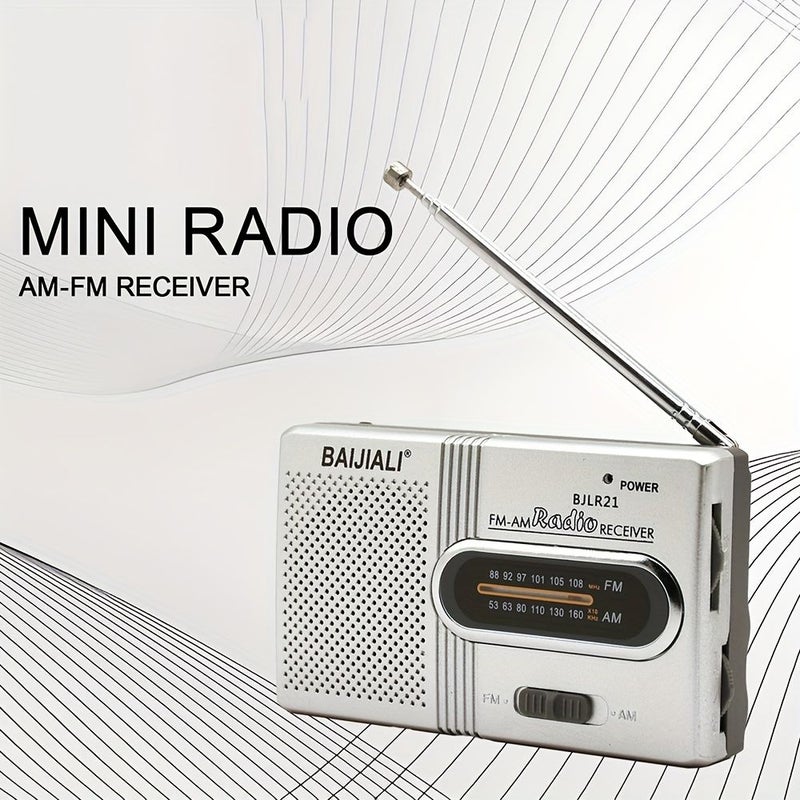Silvery Portable AM FM Radio With Telescopic Antenna And Stereo Speakers - Image 3