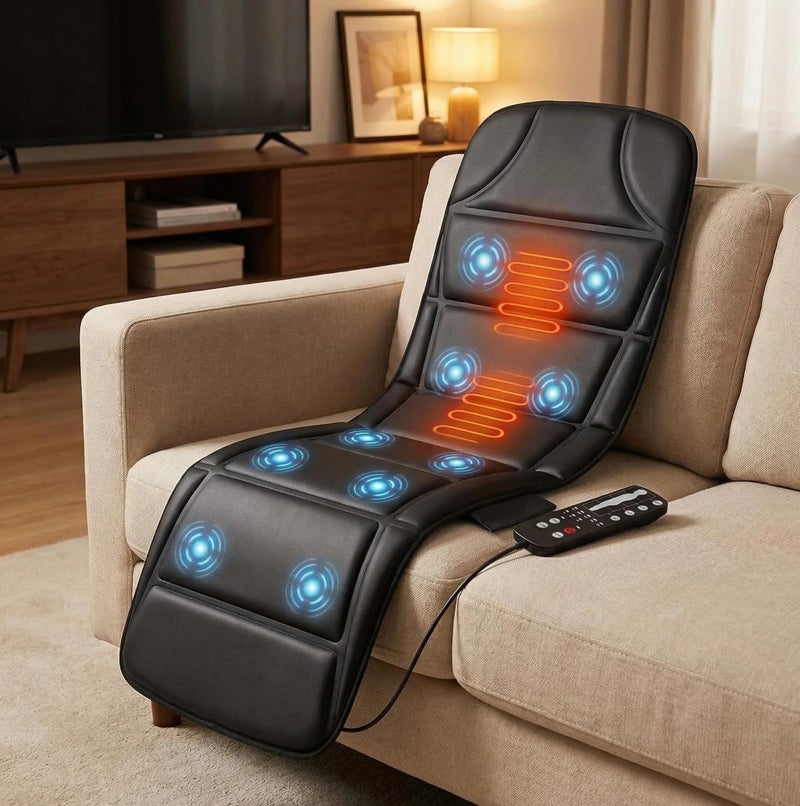 واي آند دي تصميم قابل للطي ومحمول وسادة تدليك لكامل الجسم وسادة كرسي تدليك اهتزازي مع وظيفة الإيقاف التلقائي وسادة تدليك الظهر لتخفيف توتر عضلات الرقبة والظهر تدليك لكامل الجسم مع 10 مستويات اهتزاز ومحركات 5 أوضاع تدليك - Image 1