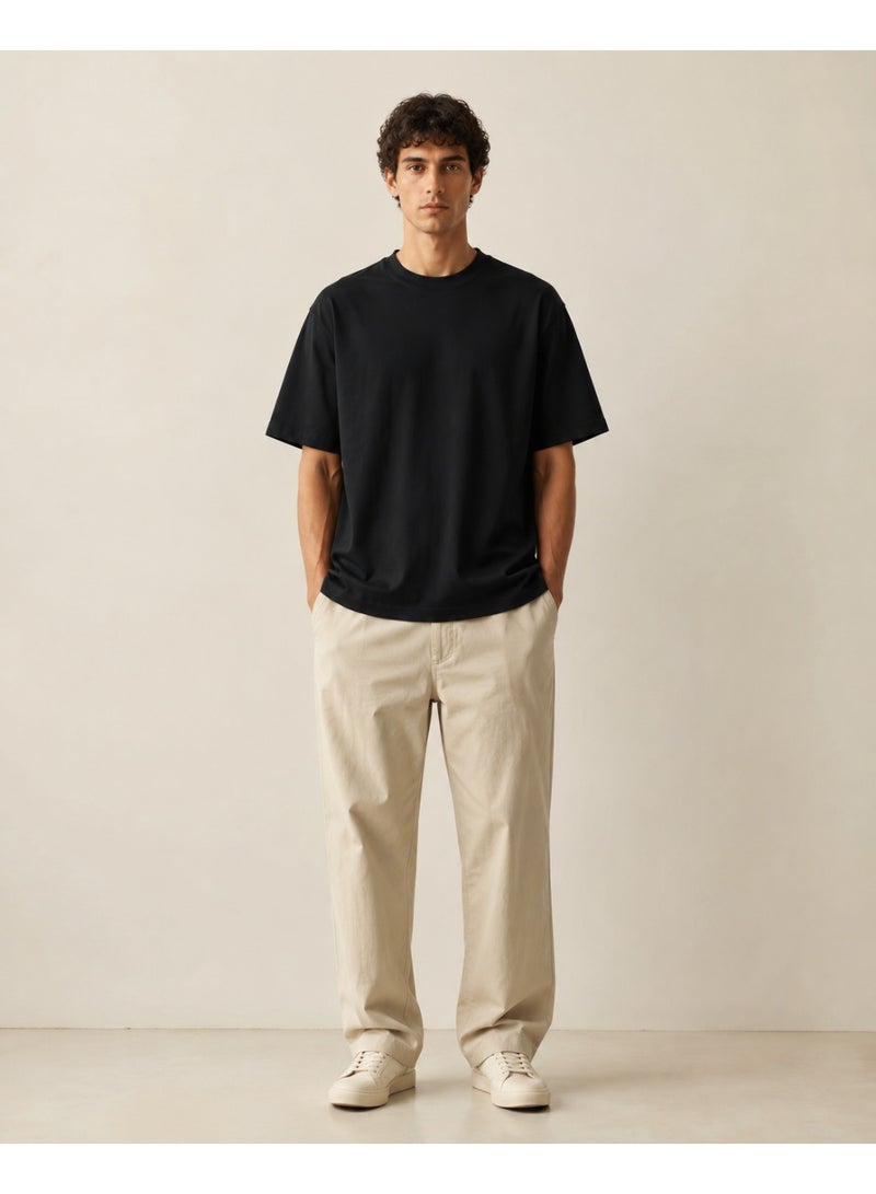 asBERYL Oversized T-Shirt 220 GSM Drop Shoulder Unisex Crew Neck Tee, Black - Image 5