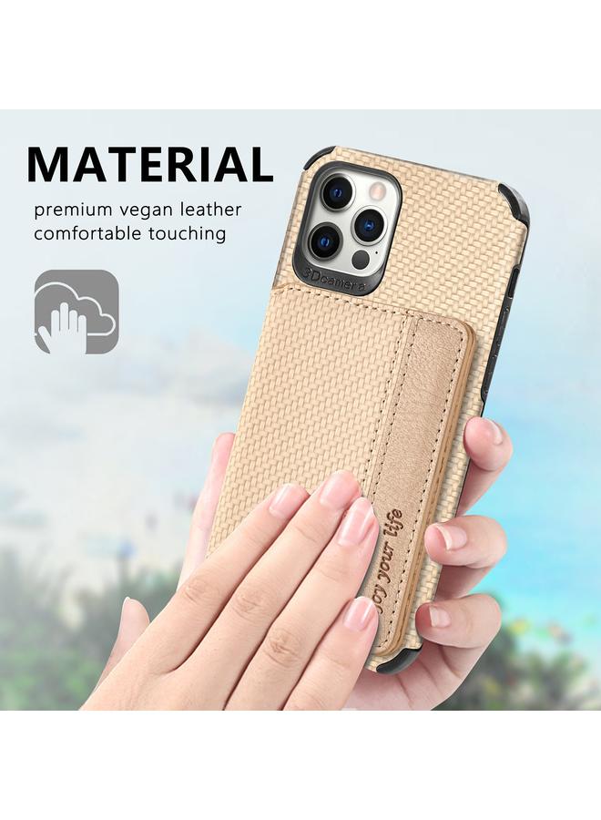 The Bros Phone Case For iPhone 11 Pro Max Carbon Fiber Magnetic Card Bag TPU+PU Shockproof Back Cover Phone Case with Holder & Card Slot & Photo Frame For iPhone 11 Pro Max  - Image 5
