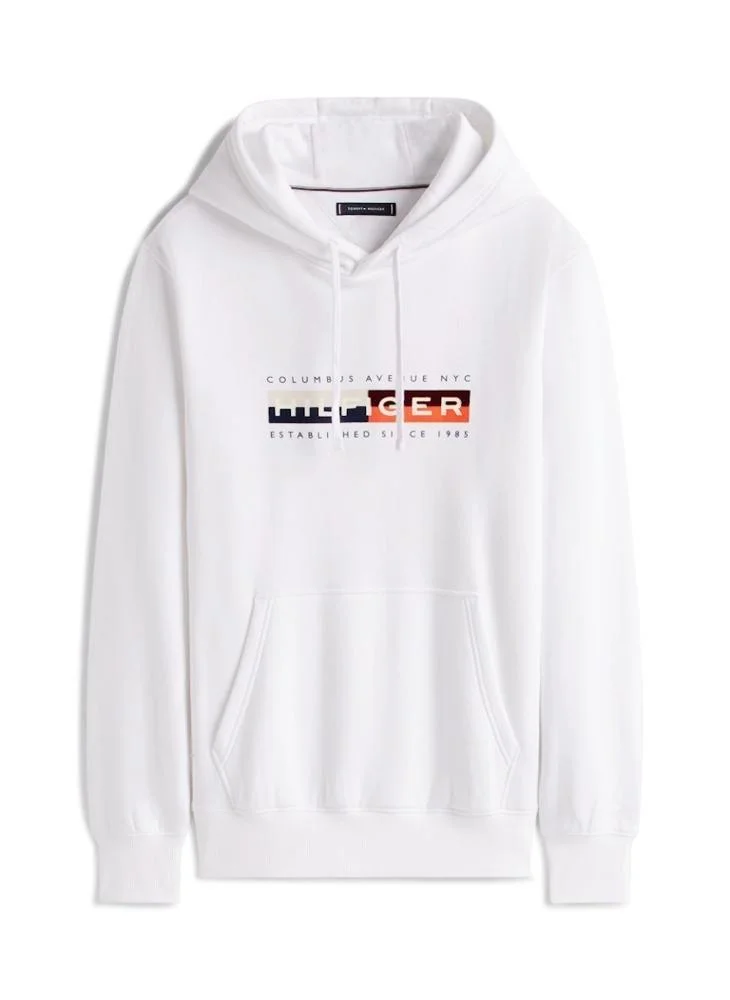 Tommy Hilfiger White Colour Block Grap Pullover Hoodie for Men | Best Price UAE
