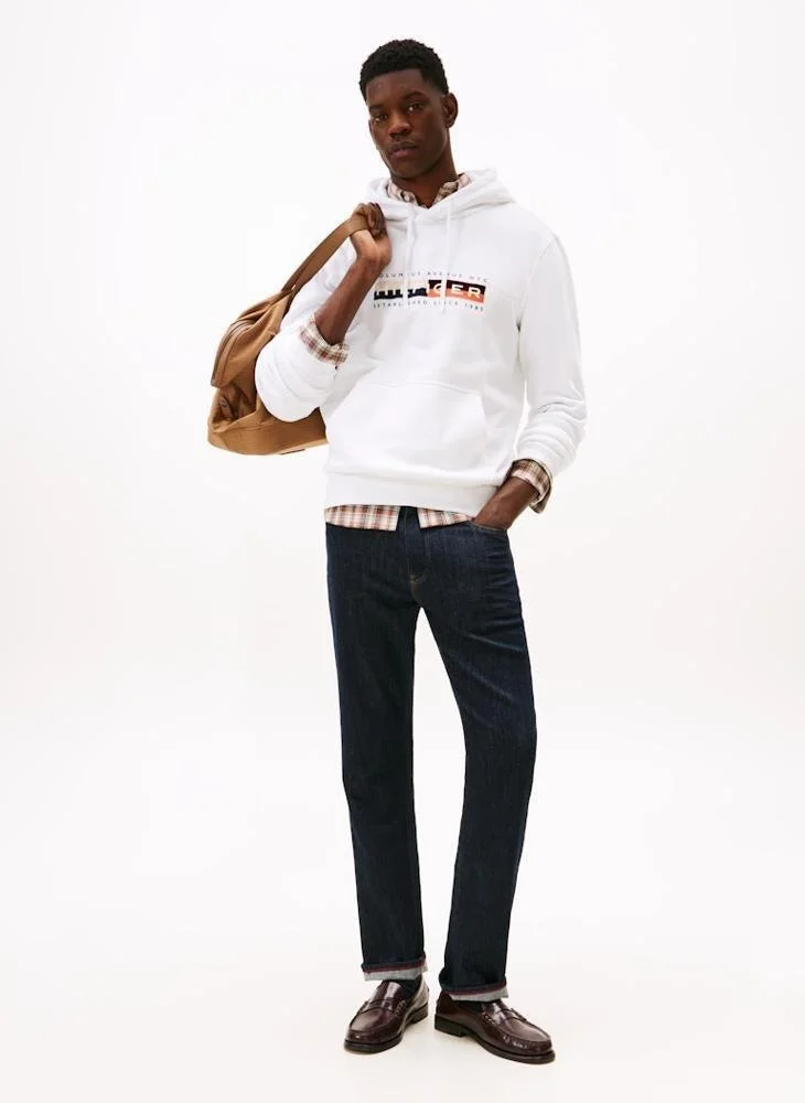 Tommy Hilfiger White Colour Block Grap Pullover Hoodie for Men | Best Price UAE
