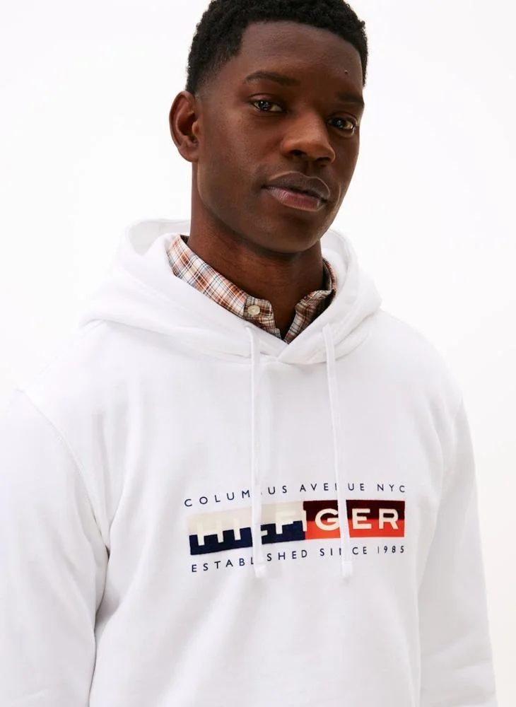 Tommy Hilfiger White Colour Block Grap Pullover Hoodie for Men | Best Price UAE