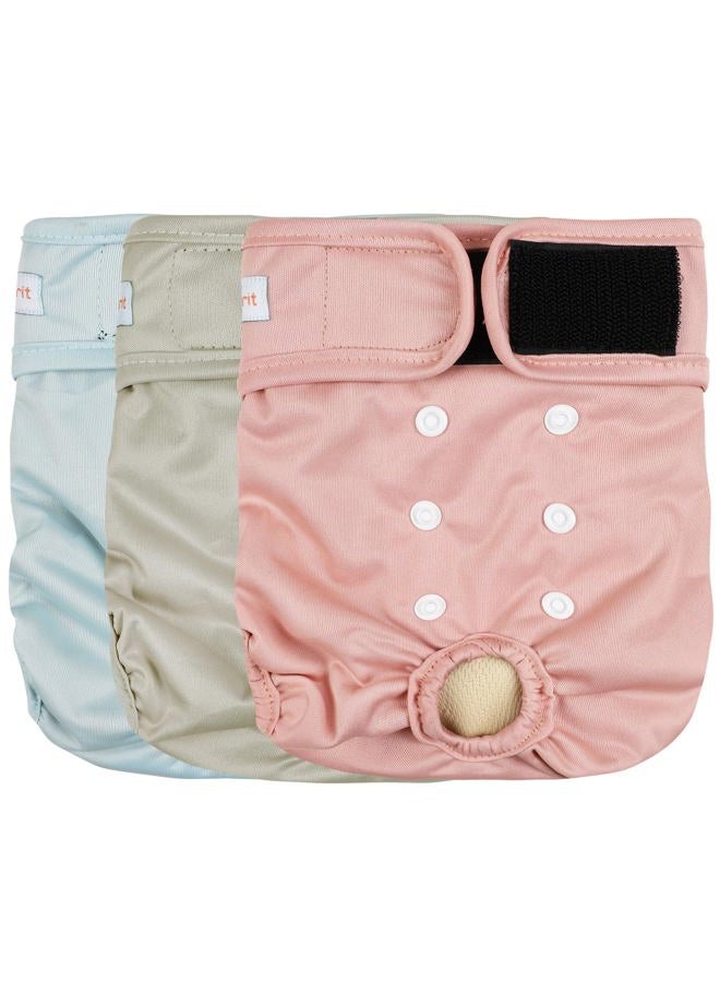 Langsprit Washable Female Dog Diapers (3 Pack) - No Leak Reusable Diapers for Doggy Female in Period - Highly Absorbent Dog Heat Panties with Adjustable Snaps Black S Size - Image 1