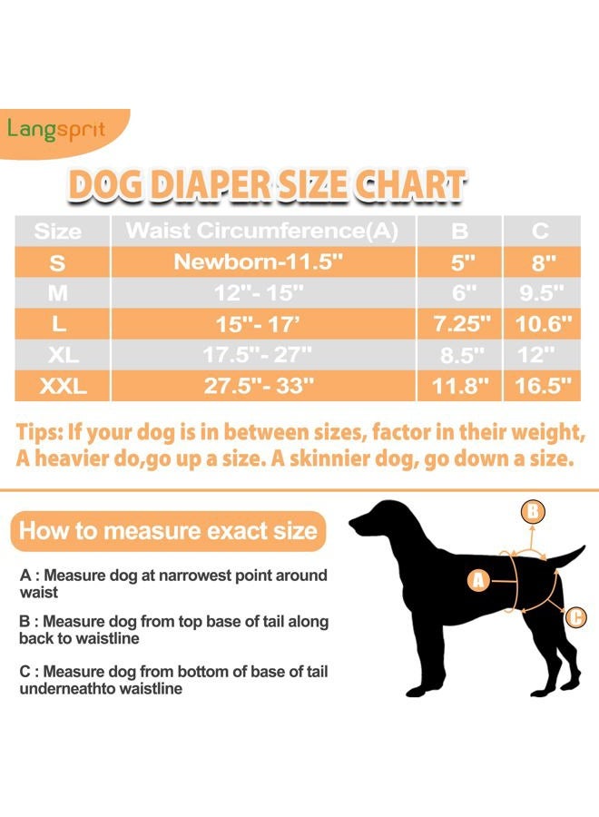 Langsprit Washable Female Dog Diapers (3 Pack) - No Leak Reusable Diapers for Doggy Female in Period - Highly Absorbent Dog Heat Panties with Adjustable Snaps Black S Size - Image 3