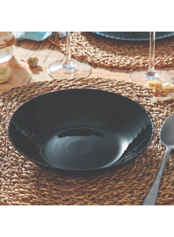 Luminarc Pampille Dishwasher And Microwave Safe Tempered Glass Soup Plate Black 20 Cm Q4619