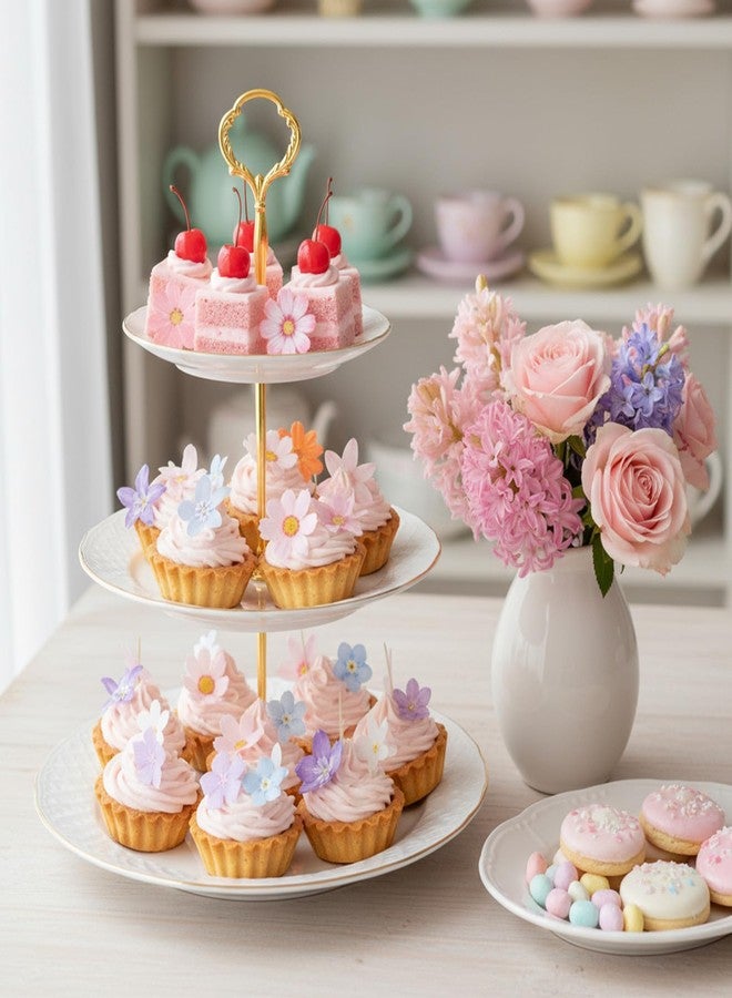 Matwsec 50PCS Edible Flowers Cake Decorations Edible Flowers for Cakes Flower Cupcake Toppers for Wedding Birthday Themed Party Cake Bridal Shower Decoration - Image 2