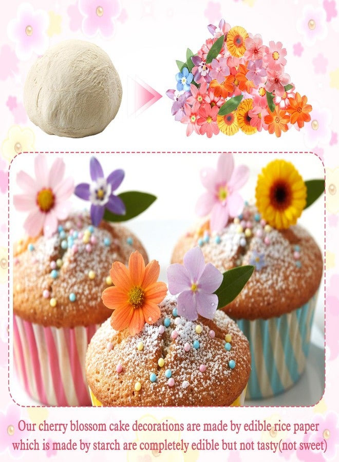 Matwsec 50PCS Edible Flowers Cake Decorations Edible Flowers for Cakes Flower Cupcake Toppers for Wedding Birthday Themed Party Cake Bridal Shower Decoration - Image 4