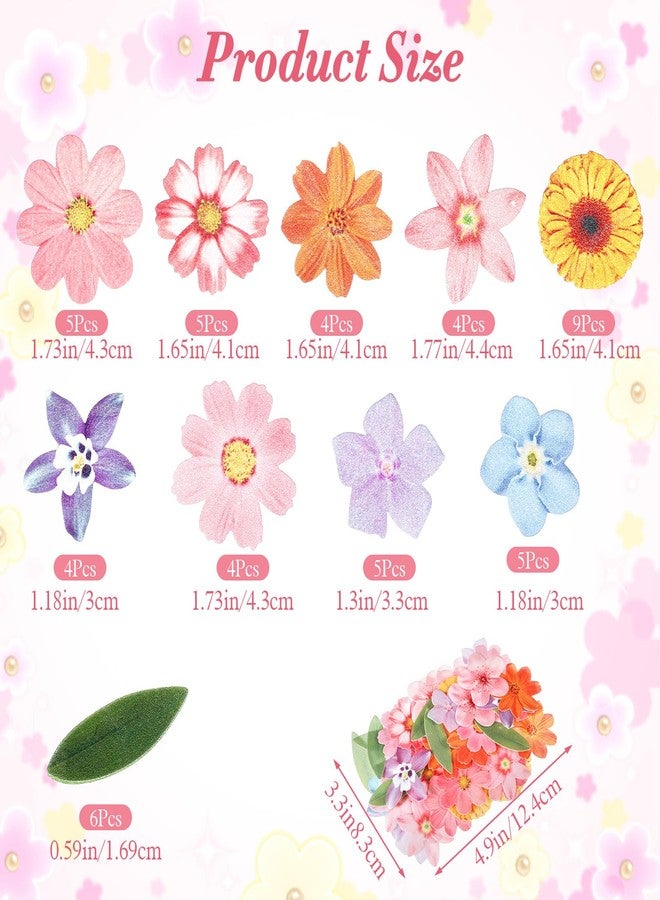 Matwsec 50PCS Edible Flowers Cake Decorations Edible Flowers for Cakes Flower Cupcake Toppers for Wedding Birthday Themed Party Cake Bridal Shower Decoration - Image 3