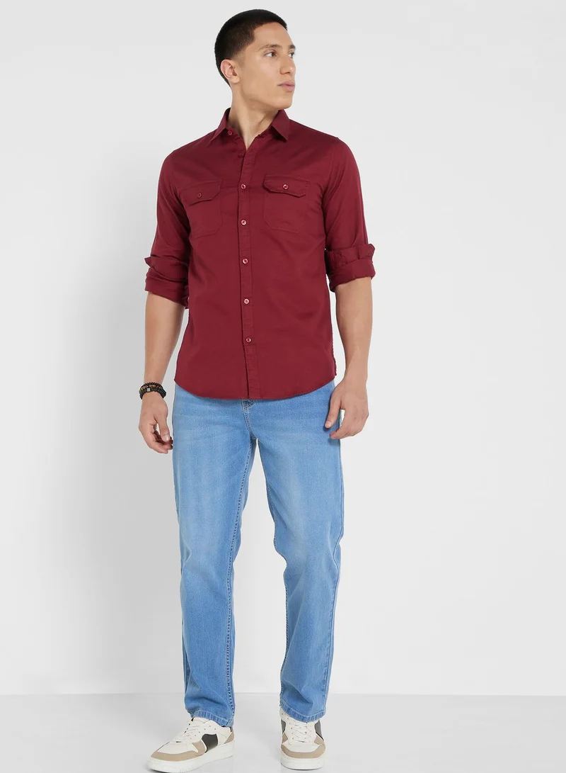 Seventy Five Pure Cotton Casual Double Pocket Shirt