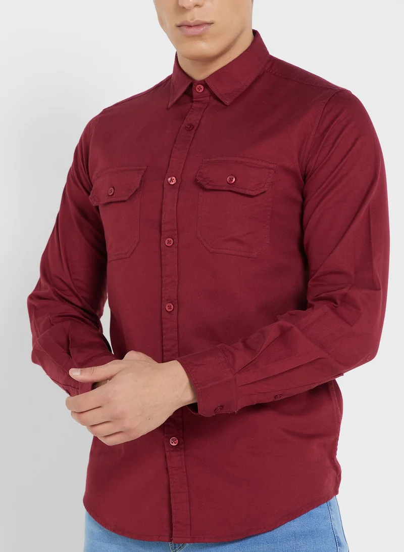 Seventy Five Pure Cotton Casual Double Pocket Shirt
